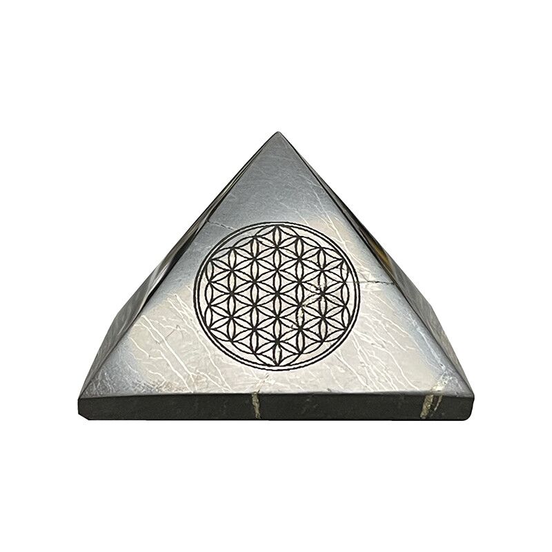 Pyramide Shungite avec motif "Fleur de vie